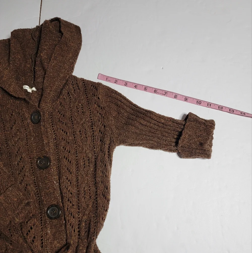 Maurices Brown Knit Hooded Cardigan Sweater Button Front Size M - Picture 11 of 11